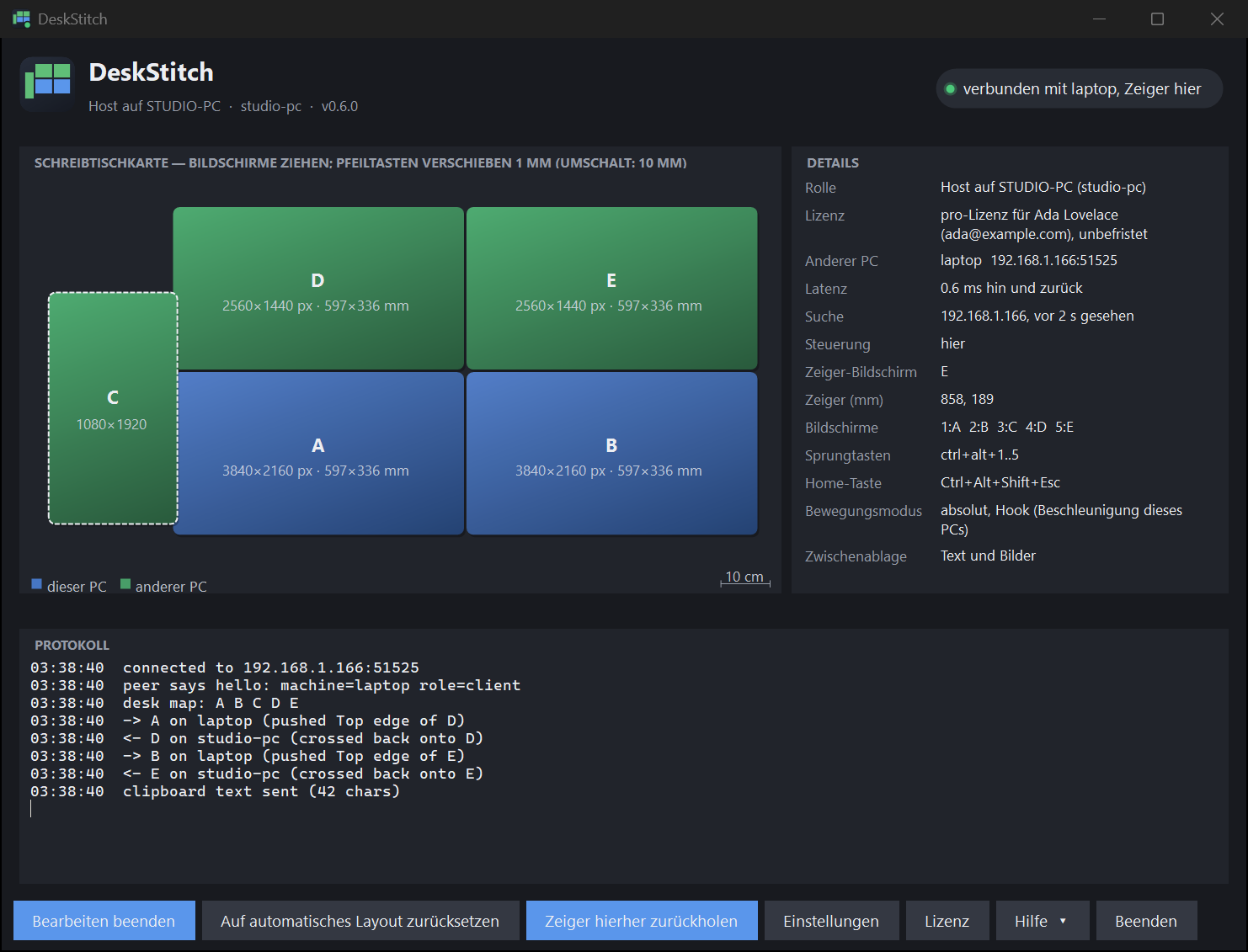 Der Layout-Editor, ein Bildschirm wird gezogen